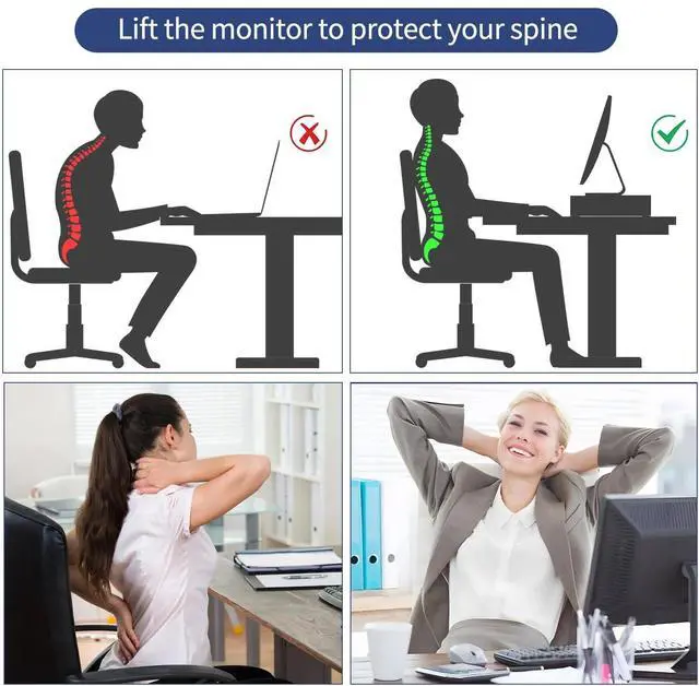 Alt view image 2 of 5 - AUPSEN Computer Monitor Stands with Drawers and 2 Pen Holder, Desk Accessories & Workspace Desk Organizers, Monitor Stand for Computer, Laptop, Printer, Office Supplies(White)