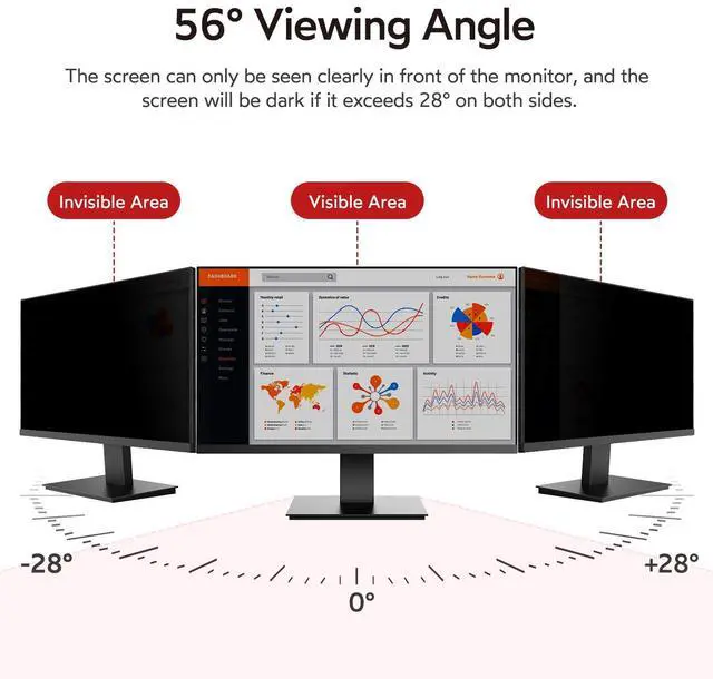 Alt view image 2 of 5 - bersem 2 Pack 24 Inch Computer Privacy Screen for 16:9 Ratio Monitors, Anti-Glare, Blue Light Filter, Removable, UV-Blocking