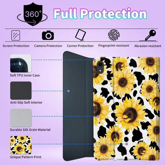 Alt view image 5 of 5 - BPQOJB for iPad 10th Generation Case with Keyboard for iPad Case 10th Generation 10.9 inch 2022 with Detachable Wireless Keyboard & Adjustable Stand Protect Tablet Cover - Sunflower Cow Print