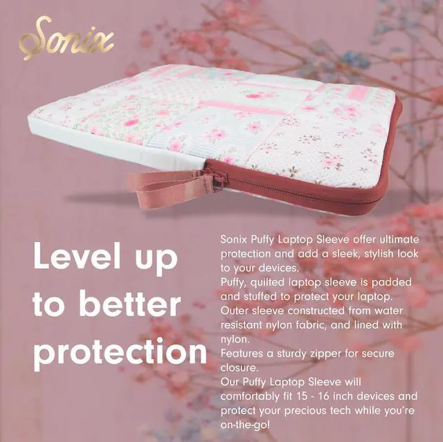 Alt view image 5 of 5 - Sonix | Puffy Laptop Sleeve | 15-16 Inch, Quilted Pillow Puffer Laptop Carrying Case, Computer Sleeve | Patchwork Cottage