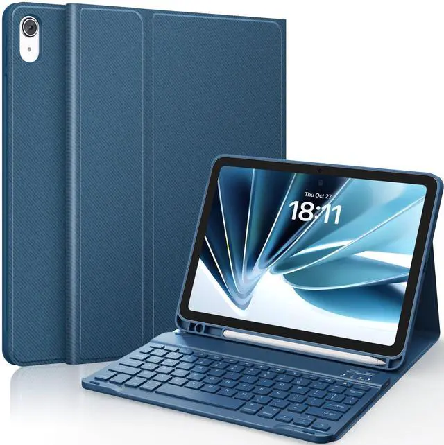 Main image of CHESONA Keyboard Case for iPad (A16) 11th/10th Generation (2025/2022), Detachable Wireless Keyboard, Stand Folio Keyboard Cover with Pencil Holder, Thin & Light (Steel Blue)