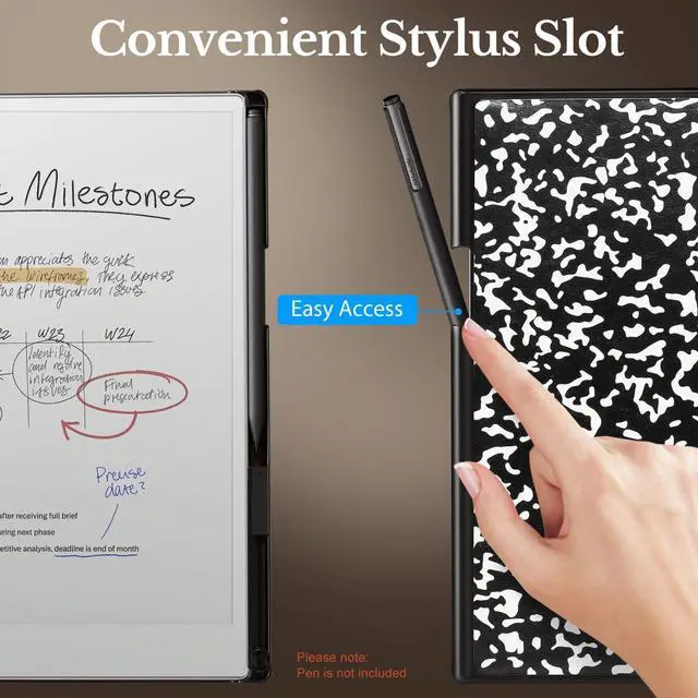 Alt view image 2 of 5 - CoBak Case for 11.8" Remarkable Paper Pro Color Tablet 2024 Released- Smart Auto Sleep/Wake Folio Lightweight Protective Cover with Built-in Pen Holder and Nibs Holder (Black Notebook)