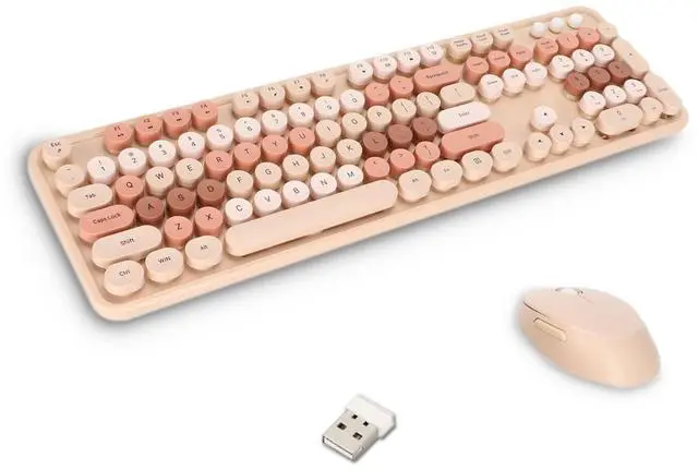 Main image of Keyboard Mouse Sets, 104 Keys Ergonomic Keyboard Mouse Kit, Cute Desktop Game Fingerboard Mouse Kit Fit for Home Office Work Gaming(Sweet Milk Tea)