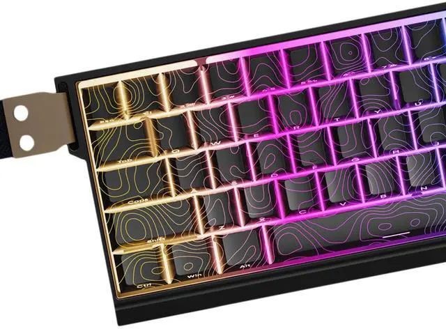 Alt view image 2 of 5 - PBT keycaps,Black Topographic keycaps 60 75 Percent,Lines Backlit,Shine Through keycaps Bundle with White Topographic Mouse pad(35.4x15.7in)