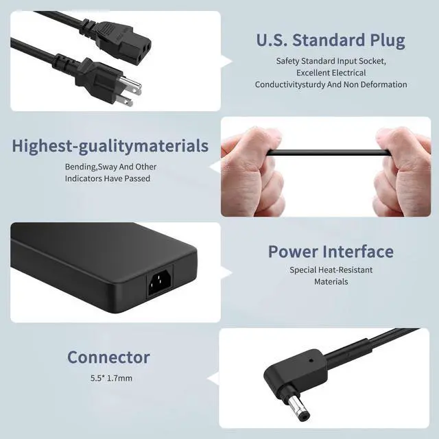 Alt view image 3 of 5 - HFLRZZ 230W 180W AC Charger Compatible with Acer Predator Helios 300 PH315-54 PH315-53 PH317-55 PH317-52 G3-573 Triton 300 500 Series PT515-52 PT516 PT316 Nitro 5 7 Gaming Laptop Power Adapter