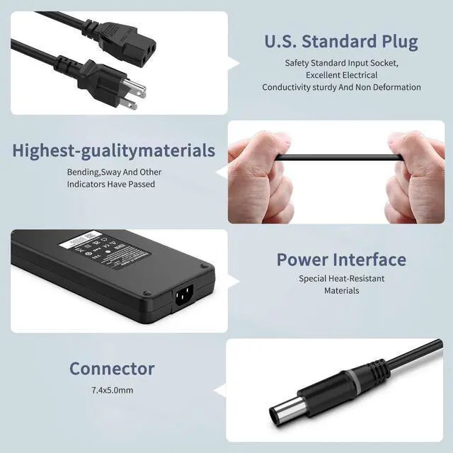 Alt view image 4 of 5 - 240W AC Laptop Charger Compatible with Dell G Series G3 G5 G7 G15 G16 3579, 5500, 5587, 5590, 7500, 7588, 7590, 7700, 7790, 5510, 5511, 5515, 5520, 5525, 5530, 5535, 7620 Power Supply Adapter Cord