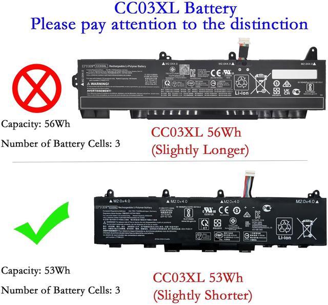 Alt view image 2 of 5 - EPYOBW CC03XL Laptop Battery 53Wh Compatible with HP ZBook Firefly 14 G7 G8 / Probook 635 Aero G7 G8 / EliteBook 830 835 840 845 G7 830 835 840 G8 Series L77608-2C2 L77608-421 CC03053XL HSTNN-DB9Q
