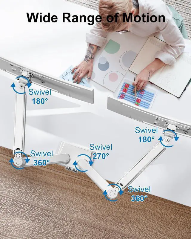 Alt view image 4 of 5 - Dual Monitor Mount Fits 13 to 32 Inch Computer Screen, Dual Monitor Arm Hold up to 19.8lbs Each, Full Motion Monitor Desk Mounts for 2 Monitors, Gas Spring Monitor Stand, VESA Mount, Freelift
