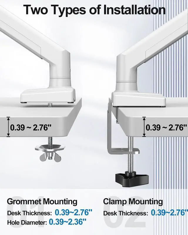 Alt view image 5 of 5 - Dual Monitor Mount Fits 13 to 32 Inch Computer Screen, Dual Monitor Arm Hold up to 19.8lbs Each, Full Motion Monitor Desk Mounts for 2 Monitors, Gas Spring Monitor Stand, VESA Mount, Freelift
