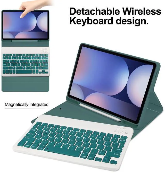 Alt view image 2 of 5 - Keyboard Case for Samsung Galaxy Tab S10 Ultra/S9 Ultra/S8 Ultra 14.6inch, Magentic Protective Cover with S-Pen Holder, Detachable Wireless Bluetooth Keyboard, Dark Green