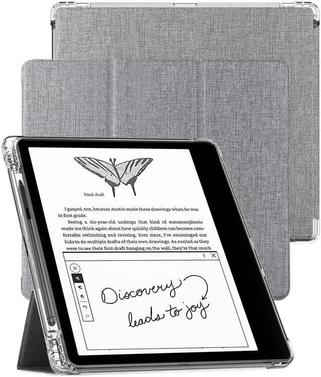 Main image of Feitenn Case for Kindle Scribe Tablet, Flip PU Leather Case with Pen Holder Auto Wake Up & Sleep Smart Cover Case with Magnetic Stand for KindleScribe 10.2 2022 Release (Grey)