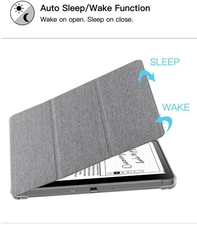 Alt view image 5 of 5 - Feitenn Case for Kindle Scribe Tablet, Flip PU Leather Case with Pen Holder Auto Wake Up & Sleep Smart Cover Case with Magnetic Stand for KindleScribe 10.2 2022 Release (Grey)