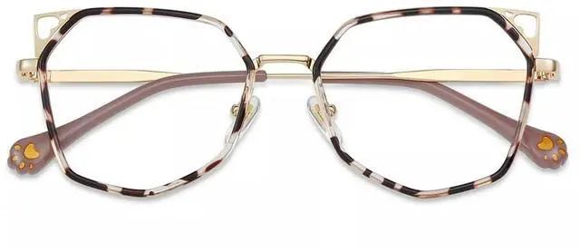 Alt view image 2 of 5 - Firmoo Women Cat Eye Blue Light Reading Glasses 1.0, Stylish Cateye Computer Reading Glasses, UV400 Protection, Pattern, Gold