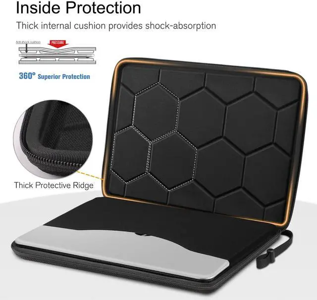 Alt view image 4 of 5 - FINPAC 14-inch Hard Laptop Sleeve Case Black + Travel Electronic Bag