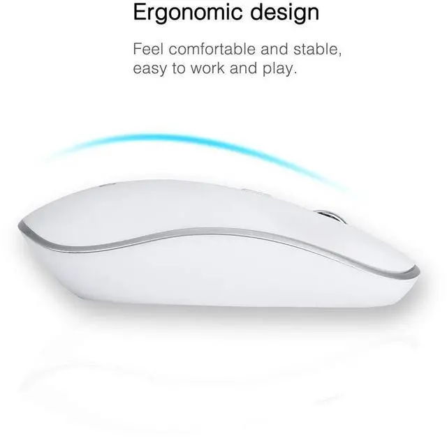 Alt view image 5 of 5 - Wireless Keyboard and Mouse Combo with USB C & USB A Receiver-Full Size Type c Keyboard and Mouse (Silver)