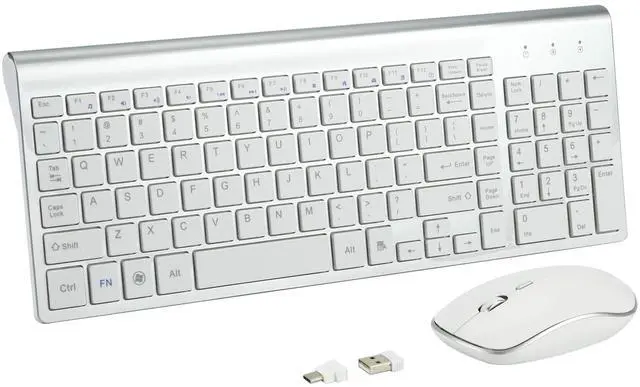Main image of Wireless Keyboard and Mouse Combo with USB C & USB A Receiver-Full Size Type c Keyboard and Mouse (Silver)