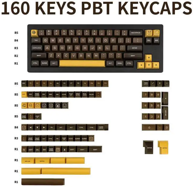 Alt view image 2 of 5 - GEKUCAP Retro PBT Keycaps 160 Keys Dye Sub SA Profile Chocolate Theme Custom Keycaps Set Fit for 61/64/87/104/108 Mechanical Keyboards Cherry Mx Gateron Switches