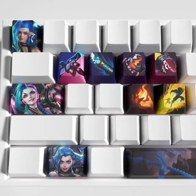 Alt view image 3 of 5 - Gatokit LOL Champion Skill & Summoner Spell Keycaps Set, League of Legends Custom Keycaps, OEM Profile 21keys for Mechanical Keyboards (Jinx)