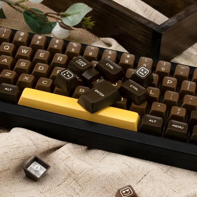 Alt view image 5 of 5 - GEKUCAP Retro PBT Keycaps 160 Keys Dye Sub SA Profile Chocolate Theme Custom Keycaps Set Fit for 61/64/87/104/108 Mechanical Keyboards Cherry Mx Gateron Switches