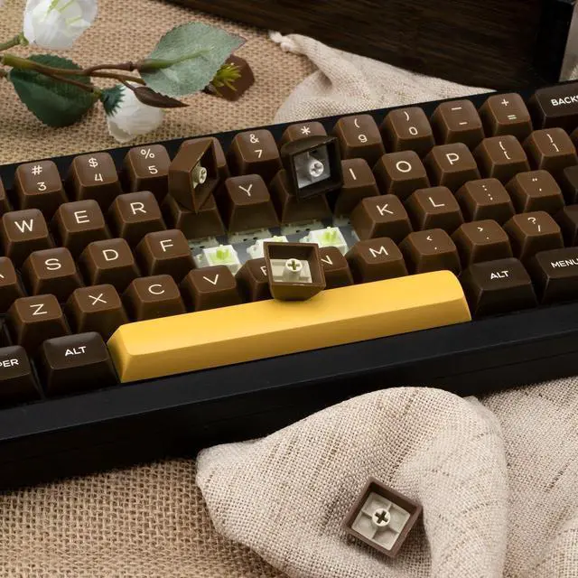 Alt view image 4 of 5 - GEKUCAP Retro PBT Keycaps 160 Keys Dye Sub SA Profile Chocolate Theme Custom Keycaps Set Fit for 61/64/87/104/108 Mechanical Keyboards Cherry Mx Gateron Switches