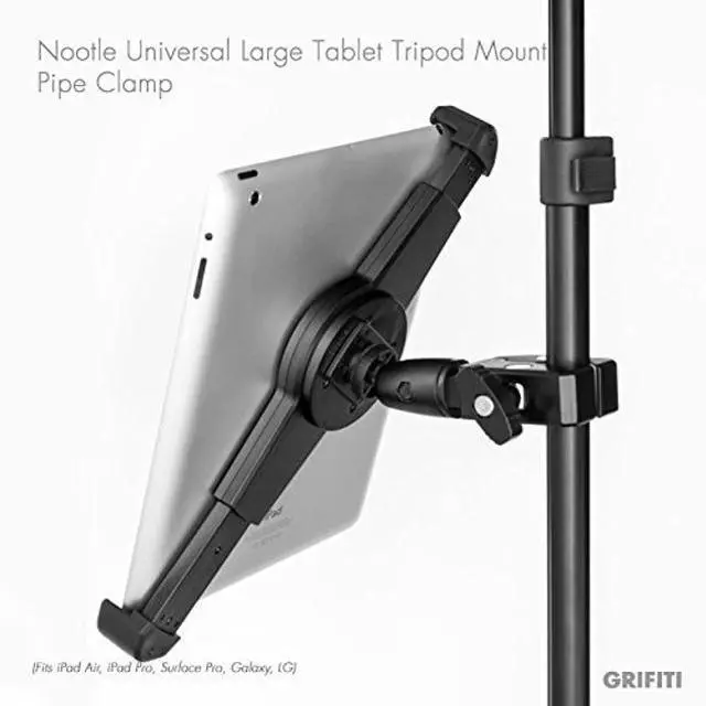 Alt view image 2 of 5 - GRIFITI Nootle Large Universal Tablet Mount & Heavy Duty Bike Bar Clamp Full Metal 1/4 20 Threaded for Standard to Large Tablets Pipe 1.5" Handlebar Motorcycles Clamps
