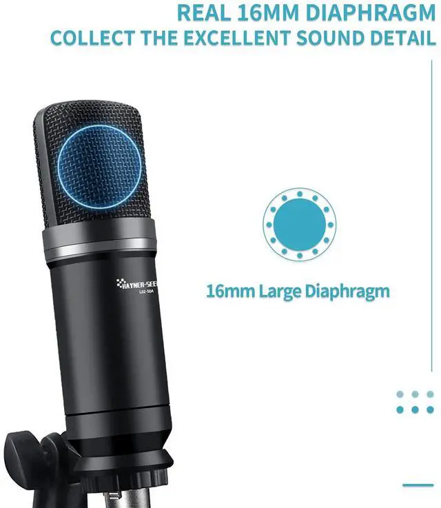 Alt view image 2 of 5 - Hayner-Seek Podcast Studio Microphone Condenser Mic Podcast Equipment Bundle with 3.5mm Audio XLR Cable