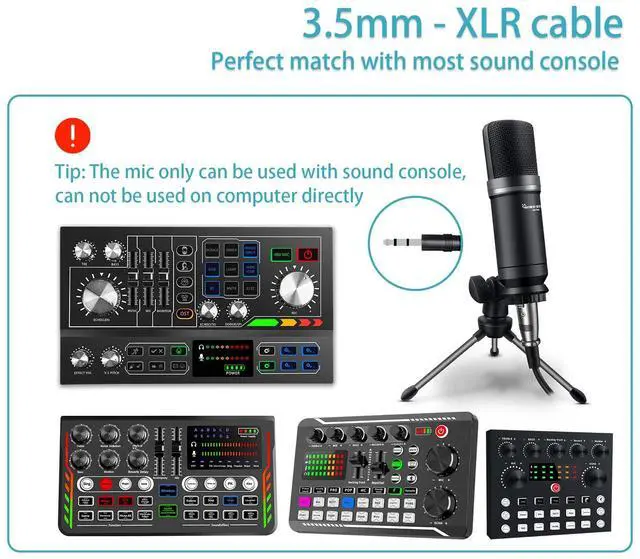 Alt view image 5 of 5 - Hayner-Seek Podcast Studio Microphone Condenser Mic Podcast Equipment Bundle with 3.5mm Audio XLR Cable