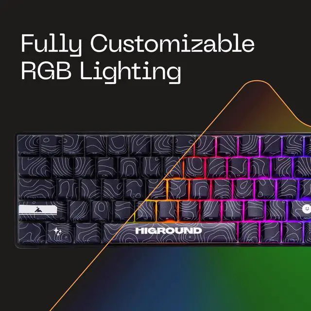 Alt view image 5 of 5 - Higround Basecamp 65% Mechanical USB Wired Gaming Keyboards, Programable RGB, Transparent/Translucent, Hot-Swappable, Deep Thock Creamy Sounding PC Keyboard (BLACKICE - White Flame Switch)