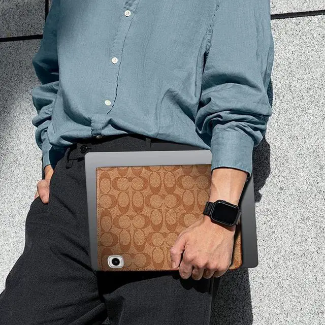 Alt view image 5 of 5 - HYHCF Designer Compatible iPad 10.2 inch Case,9th/8th/7th Generation (2021/2020/2019) iPad Air 3rd 2019/2017 iPad Pro 10.5" PU Leather with Pencil Holder Soft Back Case,Auto Sleep/Wake Cover-Brown