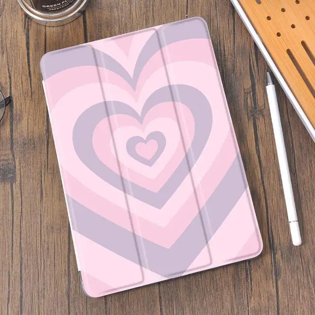 Alt view image 2 of 5 - Idocolors Pink Heart Pad Case for 10.2 Inch iPad 9th/7th/8th Generation, Clear TPU Triple Adjustable Stand Back Cover with Pencil Holder, Auto Wake/Sleep Anti-Scratch iPad 2021/2020/2019 Case