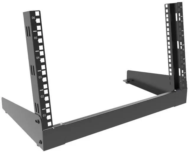 Alt view image 4 of 5 - JINGCHENGMEI 6U Desktop Network Rack 19 inches Small Open Frame Rack 2 Post Free-Standing Tabletop Rack for Patch Panel, Data, AV, IT,Studio or Computer Equipment (6U)