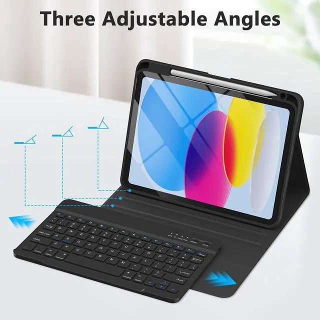 Alt view image 4 of 5 - KBCASE for iPad 11th/10th Generation Case with Keyboard, Detachable Wireless Keyboard Case with Pencil Holder for iPad 11 inch A16 2025/10th Gen 10.9 inch 2022 (Black)