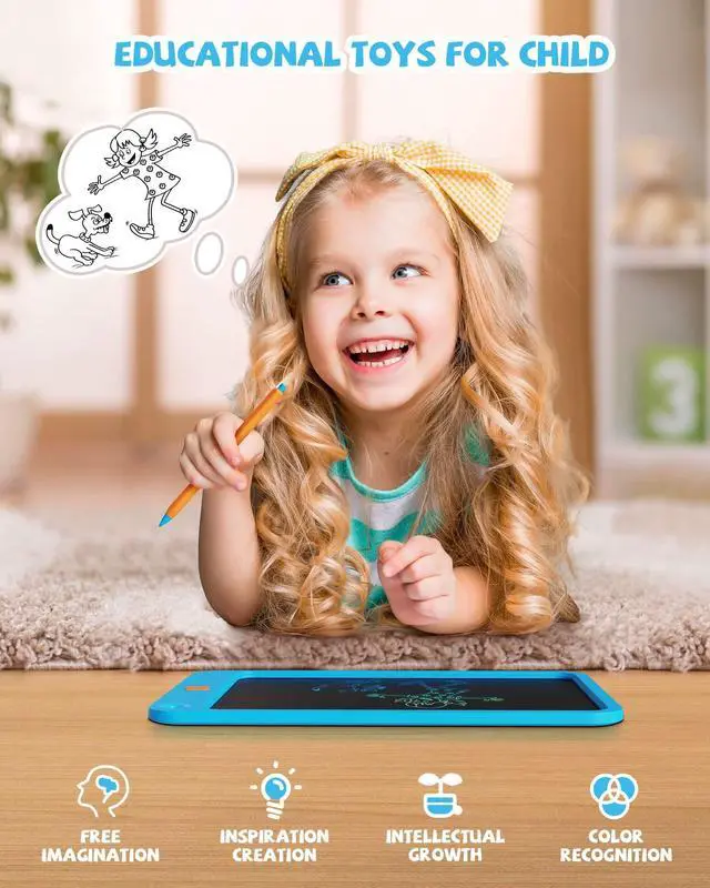 Alt view image 4 of 5 - 10 Inch LCD Writing Board,Gift for Boys Girls Toddlers Age 3-12 Years(Blue-O+Pink+Pink)