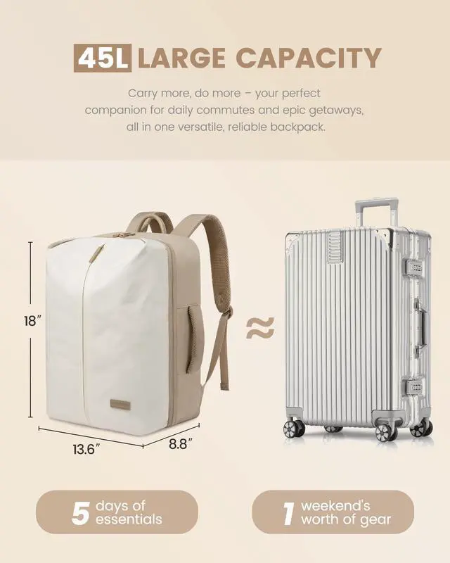 Alt view image 4 of 5 - LOVEVOOK Travel Backpack for Women, Extra Large Carry On Bags for Airplanes, Waterproof Personal Item Travel Bag Flight Approved, Weekender Backpacks for Daily Work