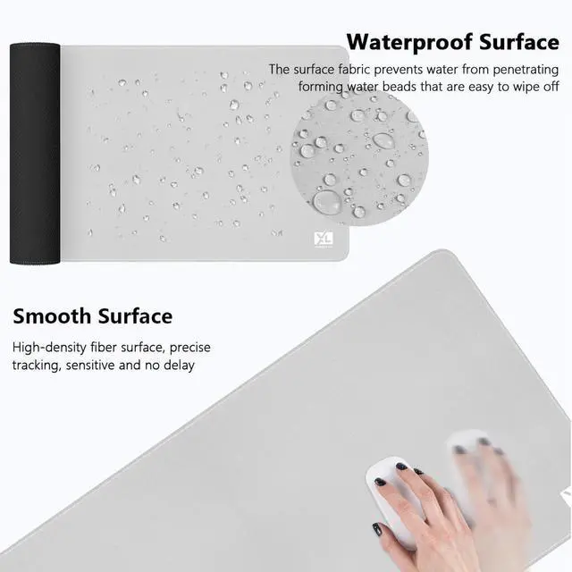 Alt view image 3 of 5 - Silver Gray 3XL Color Mouse Pad - Huge (48''x24'') Desktop Mat - Durable, Waterproof, and Non-Slip Extended Gaming Mousepad