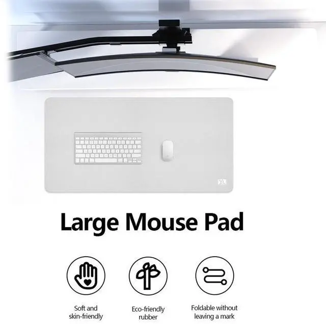 Alt view image 5 of 5 - Silver Gray 3XL Color Mouse Pad - Huge (48''x24'') Desktop Mat - Durable, Waterproof, and Non-Slip Extended Gaming Mousepad