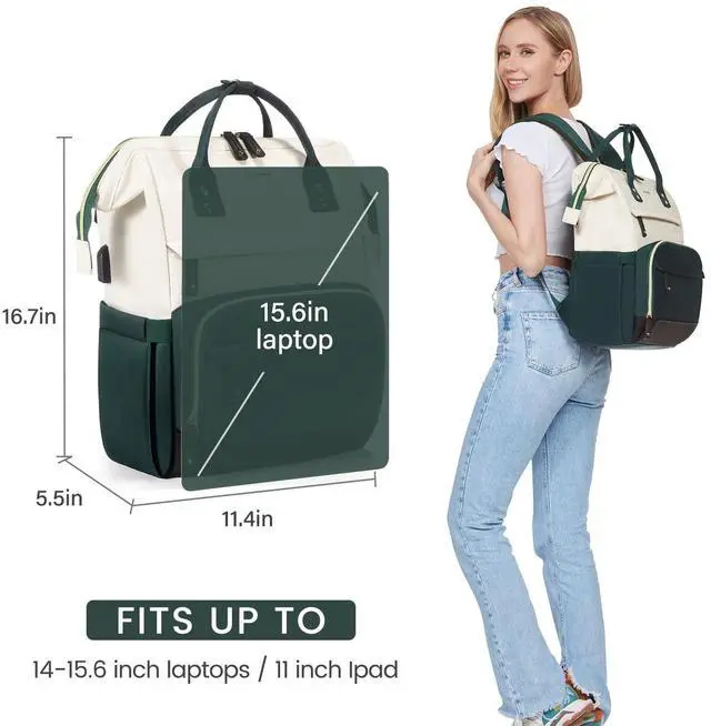 Alt view image 5 of 5 - LOVEVOOK Laptop Backpack for Women, 15.6 Inch Work Business Backpacks Purse with USB Port, Large Capacity Nurse Bag College Bookbag for School, Waterproof Casual Daypack for Travel