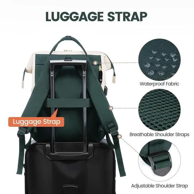 Alt view image 4 of 5 - LOVEVOOK Laptop Backpack for Women, 15.6 Inch Work Business Backpacks Purse with USB Port, Large Capacity Nurse Bag College Bookbag for School, Waterproof Casual Daypack for Travel