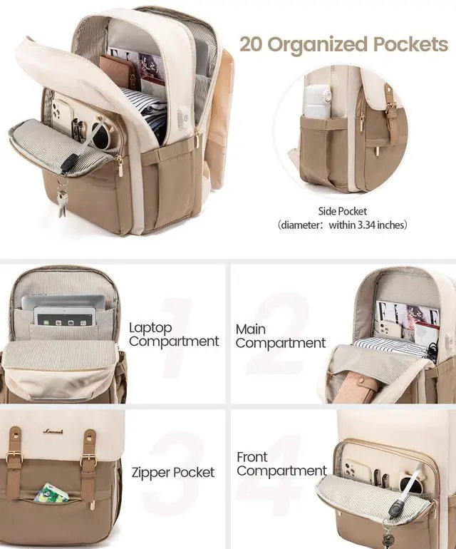 Alt view image 2 of 5 - LOVEVOOK Laptop Backpack for Women Vintage Travel Backpack Purse Airline Approved 15.6 Inch Large Computer Backpack Fashion Teacher Nurse Bag for Work Business College