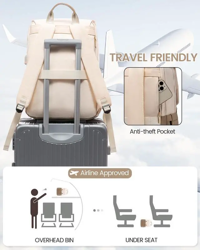 Alt view image 3 of 5 - LOVEVOOK Laptop Backpack for Women Vintage Travel Backpack Purse Airline Approved 15.6 Inch Large Computer Backpack Fashion Teacher Nurse Bag for Work Business College