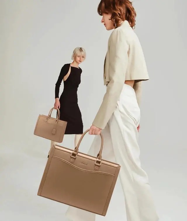 Alt view image 3 of 5 - LOVEVOOK Laptop Tote Bag for Women, Office Work Bag Briefcase fit for 15.6 inch Laptop, Large Capacity Teacher Computer Bag Handbag Light Brown,2pcs Set