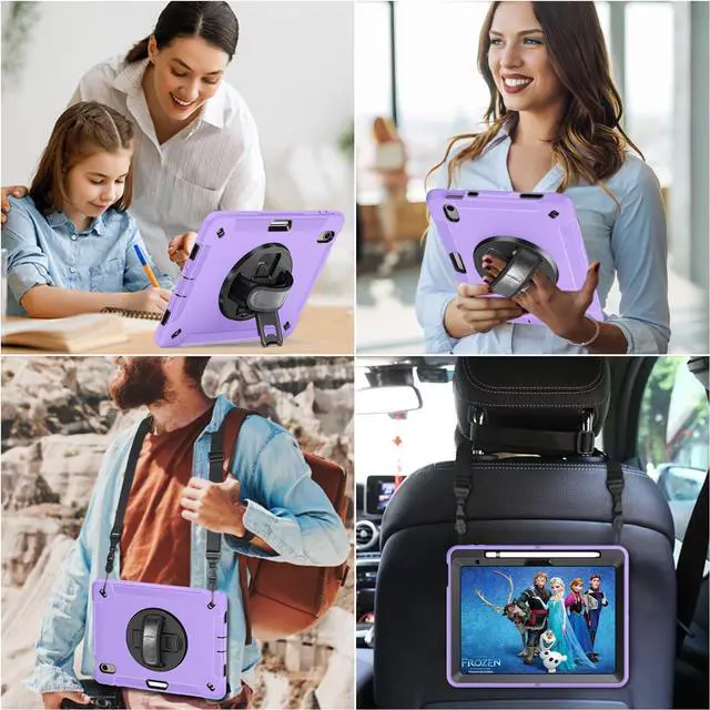 Alt view image 4 of 5 - Miesherk Stock Case for iPad (A16) 11th 11'' 2025/10th Generation 10.9'' 2022, Case with Screen Protector,Rotate Stand,Handle,Shoulder Strap,Pen Holder(Lavender)
