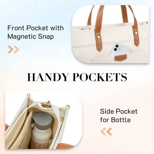 Alt view image 4 of 5 - Missnine Laptop Tote Bag Canvas Laptop Bag 15.6 inch Work Shoulder Bags Casual Briefcase Handbag for Travel, Office, College