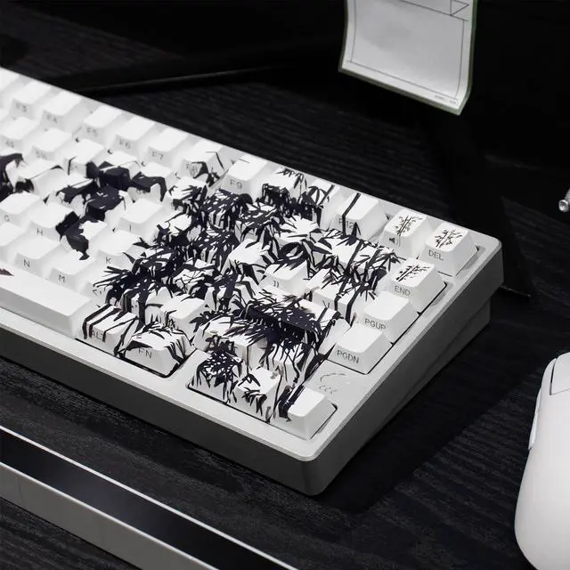 Alt view image 5 of 5 - White Keycaps - Shine Through Side Print Cherry keycaps,131 Keys Double Shot PBT Keycaps, Ink Painting Keycap Set for 60/65 /75/100 Cherry Gateron Mx Mechanical
