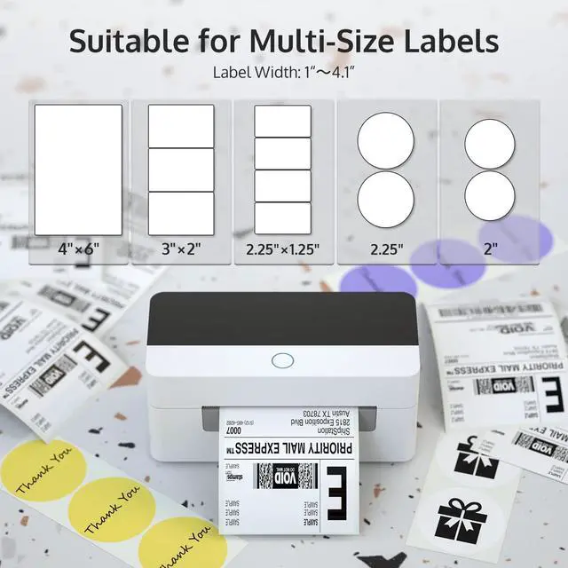 Alt view image 5 of 5 - OFFNOVA Shipping Label Printer with a Roll of 4"x 6" Shipping Thermal Labels, 500 Sheets/Stack, Bundle