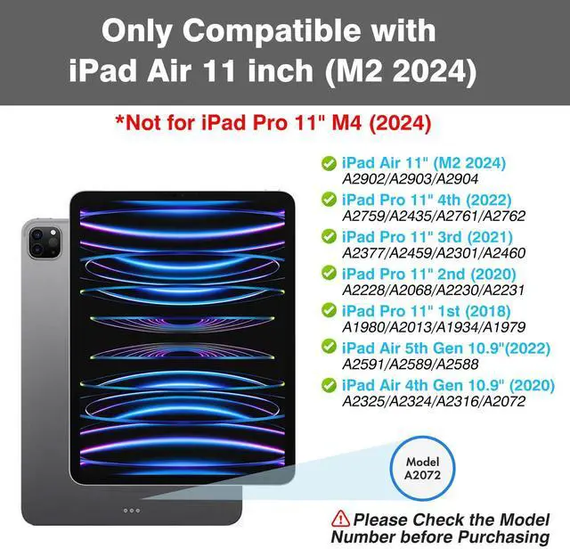 Alt view image 2 of 5 - Compatible with iPad Air 11 inch M2/ 10.9'' Air 5th 4th/ Pro 11 4th/3rd/2nd/1st Gen Case with Keyboard - 7-Color Backlit Wireless Detachable Folio Cover with Pencil Holder for iPad Air 6/5/4 - Green