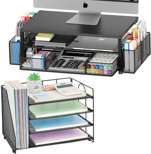 Main image of OPNICE Desk File Organizer with Monitor Stand(Black)