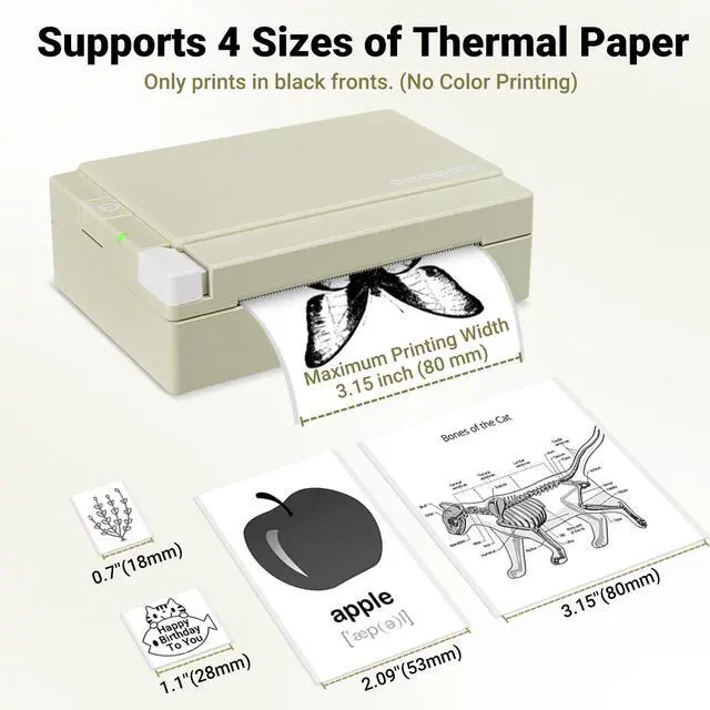 Alt view image 3 of 5 - ORGBRO X3 Sticker Printer with 3 Rolls White Thermal Paper, Bluetooth Thermal Printer Support 2-3 inch Printing Width, 80mm x 3m Thermal Paper for Study Notes, Plan Journal, Photo