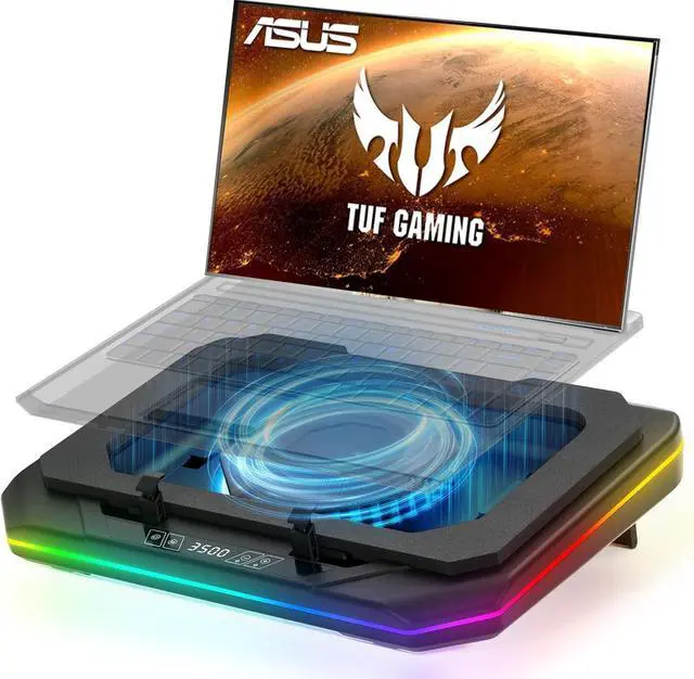 Main image of Cooling Pad for Asus TUF Gaming A17 A18 A15 A16 A14 F15 F16 F17 Dash 15 F15 Laptop,Cooler with Ultra Powerful Booster Turbo Cooling Fan Can Fast Cooling,6 RGB Light Mode,Adjustable Speed,Touch Start