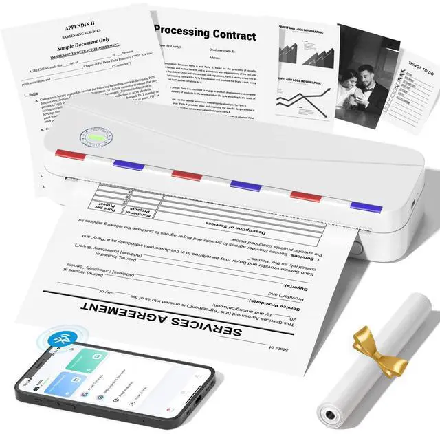 Alt view image 2 of 5 - Phomemo Portable Inkless Wireless Printers for Travel, M836 Portable Printer with Black Carry Case, Upgrade Bluetooth Thermal Printer